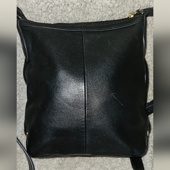 Lodis RFID Black Leather Crossbody Bag Zip Close  Adjustable Strap Purse - Picture 6 of 16